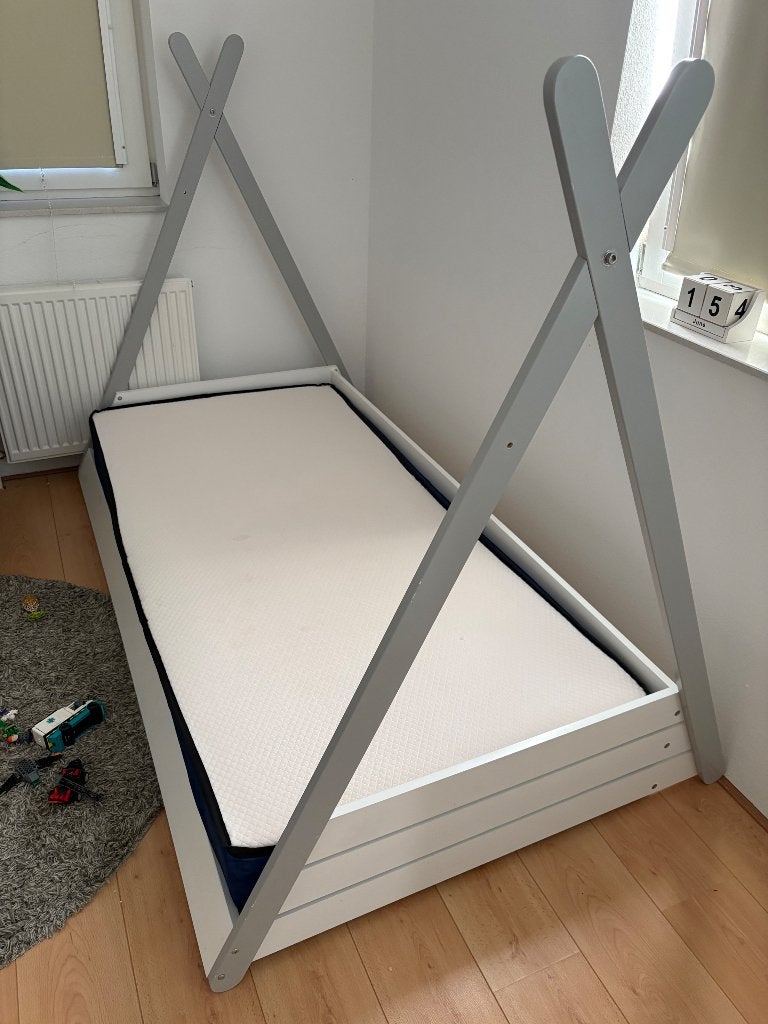 Bed+Mattress, Ophalen, 85 tot 100 cm, Hoogslaper of Stapelbed, Zo goed als nieuw