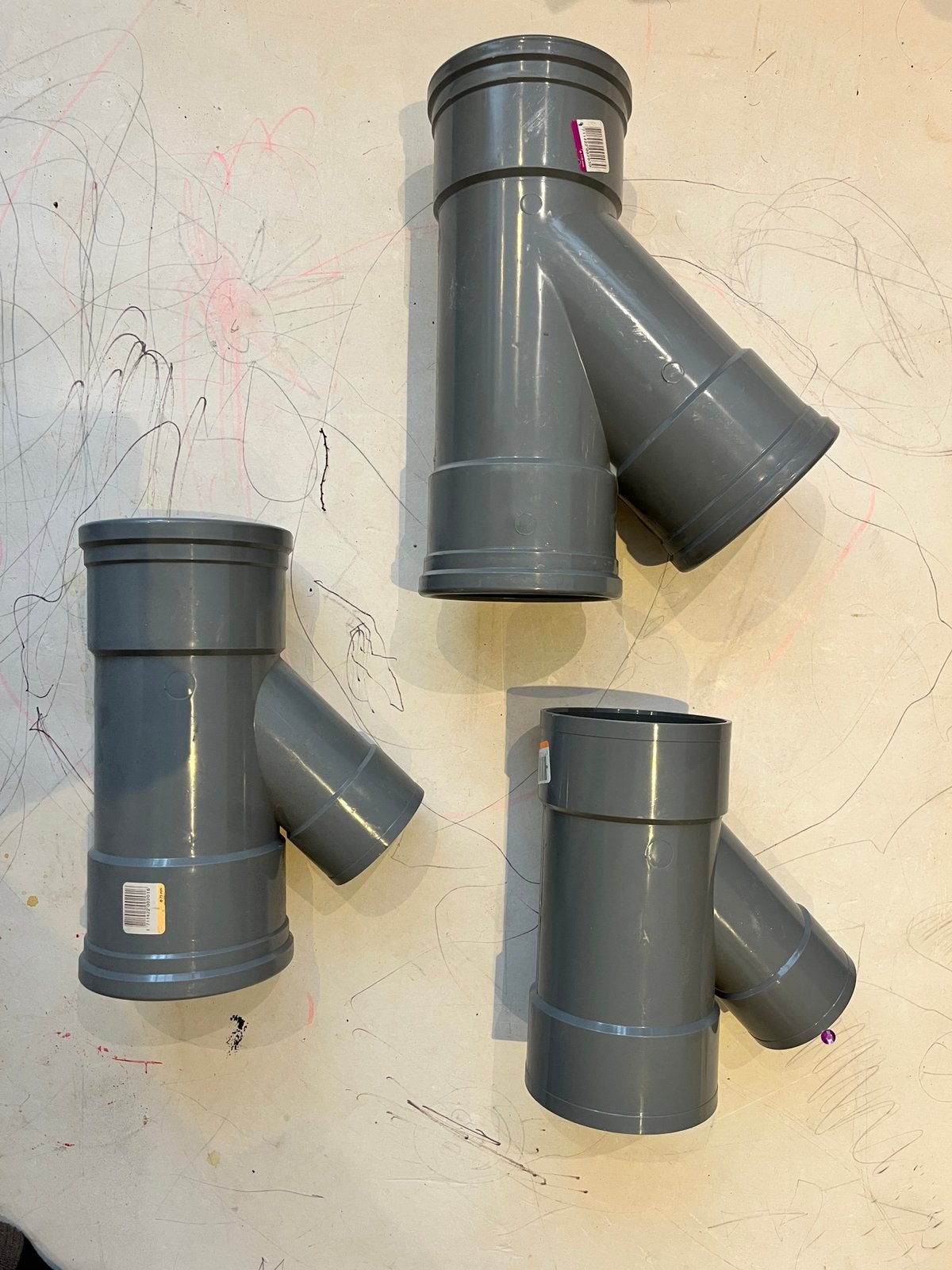 Riool 3 verschillende Y-stuk PVC 110 mm naar 75mm, Afvoer, Pvc, Nieuw, Ophalen of Verzenden