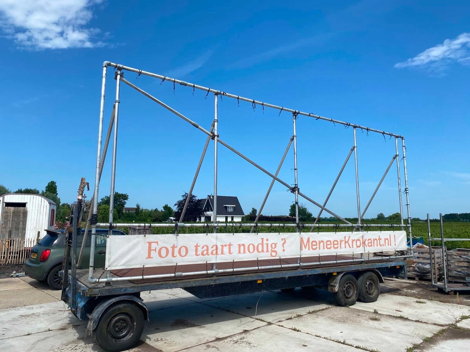Aanhangwagen met reclameframe, Ophalen of Verzenden, Gebruikt