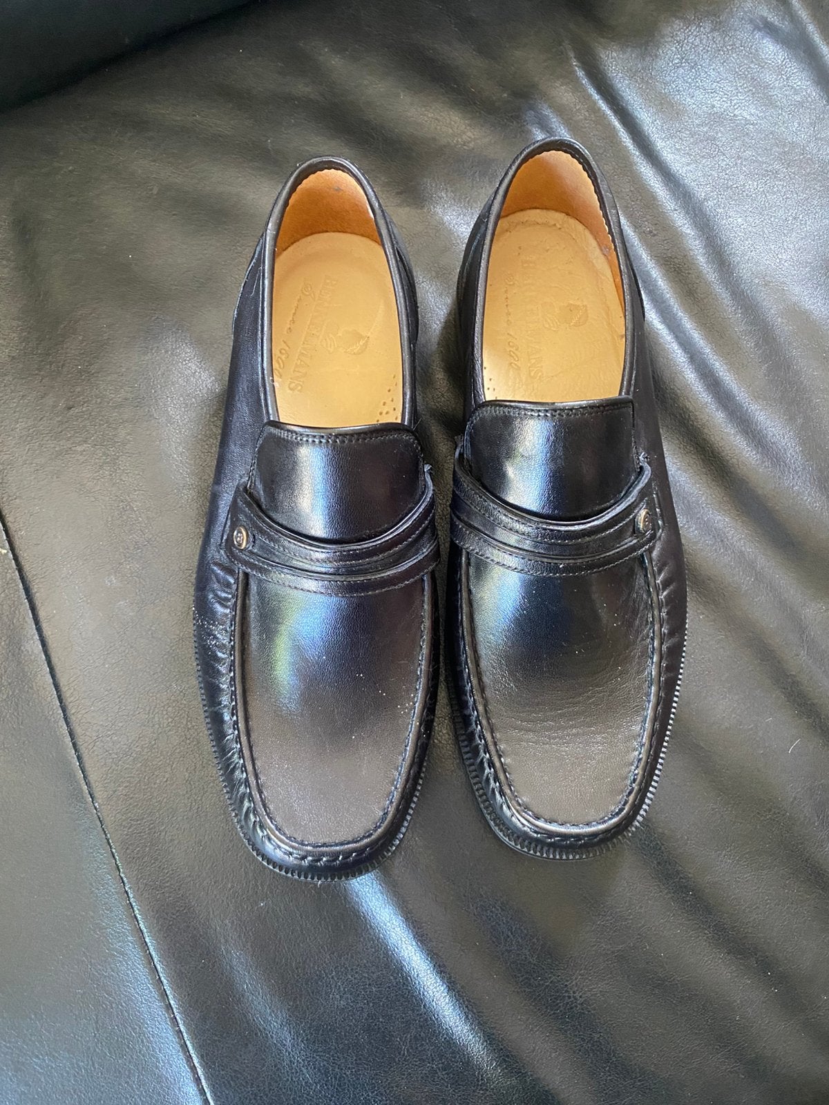 Zwarte leren loafers, maat 43,, Ophalen of Verzenden, Zo goed als nieuw, Zwart, Loafers