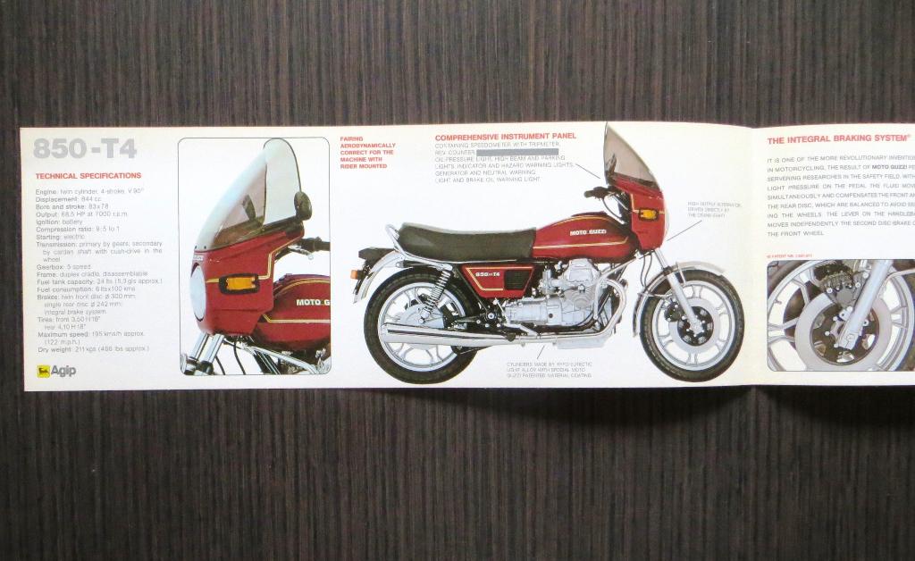Folder Moto Guzzi 850 T4 - ca 1980 - 4 blz (Engels), Motoren, Verzenden, Moto Guzzi