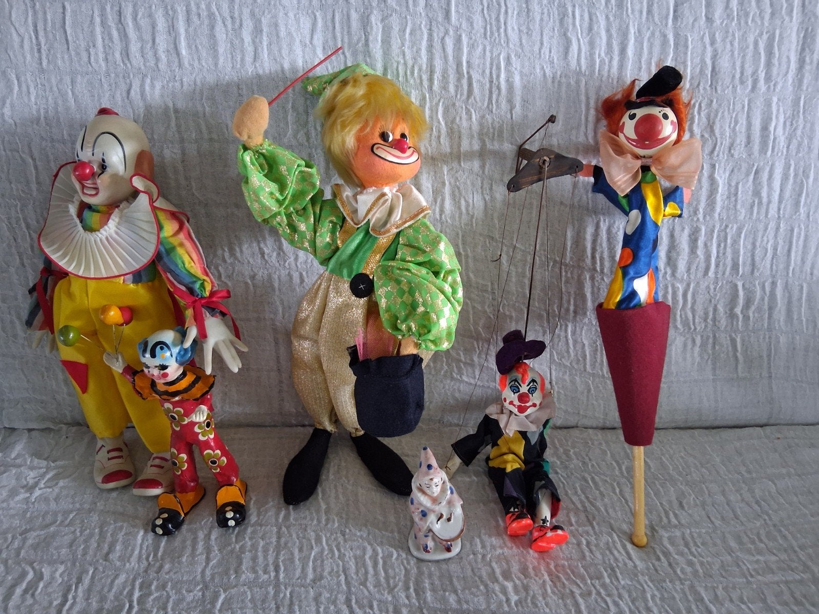 Set van 6 vintage clown poppen en beeldjes, Ophalen of Verzenden