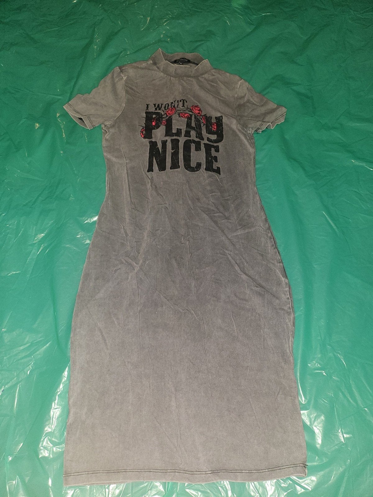 Coolcat jurk met print "I won't play nice" - Maat XL, Verzenden, Maat 46/48 (XL) of groter, Coolcat, Knielengte