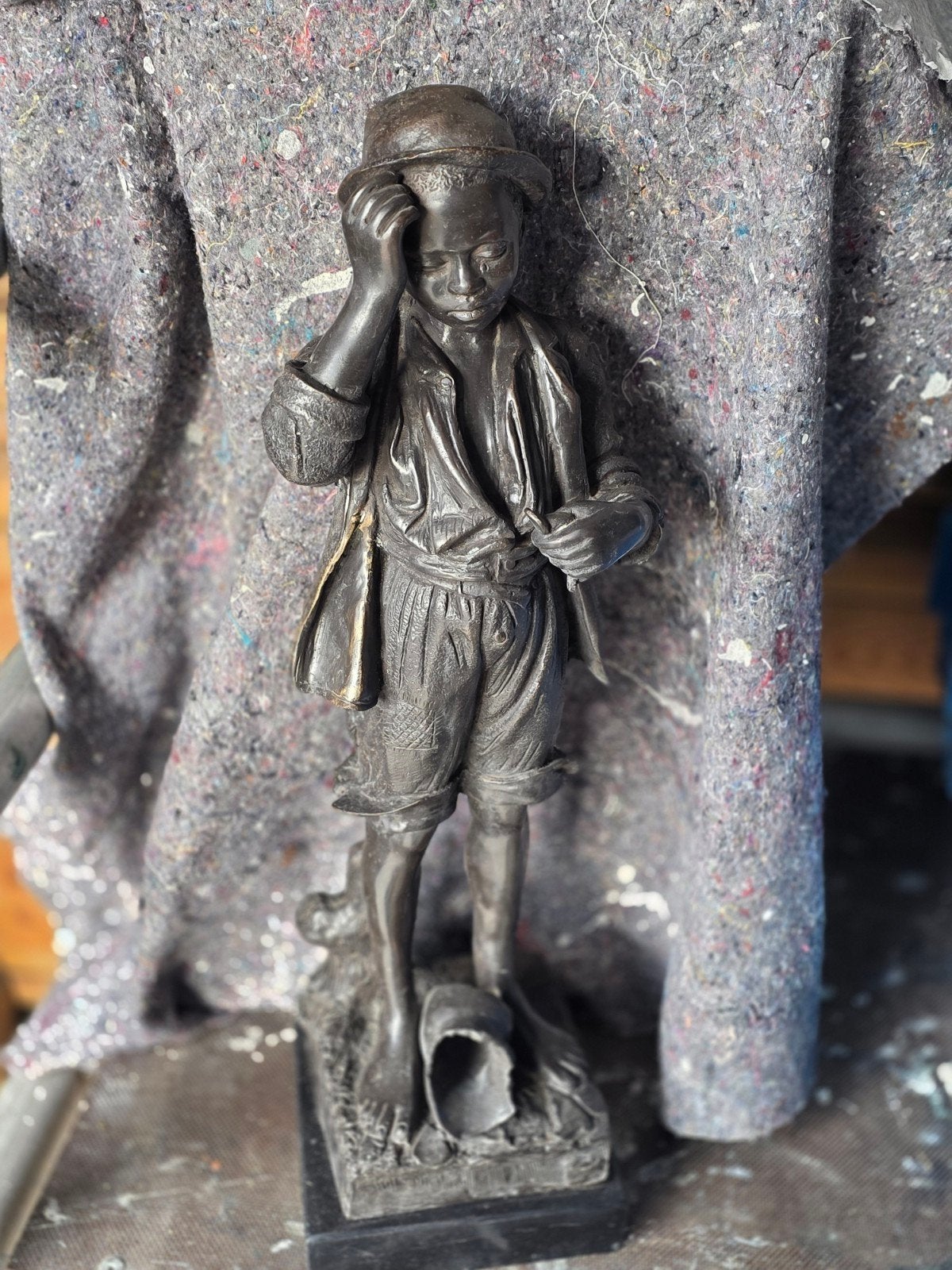 bronzen beeld, Ophalen, 50 - 100 cm, Brons, Op sokkel