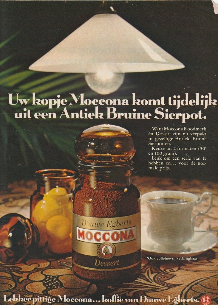 retro reclame 1971 Douwe Egberts Moccona mooie pot, Verzamelen, Verzenden, Overige typen