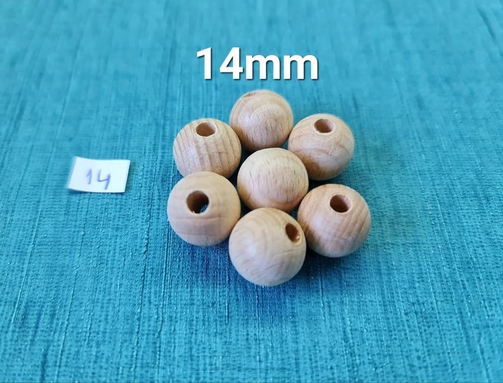 Beukenhouten kralen 14mm - per 6 stuks, Verzenden, Nieuw, Kraal