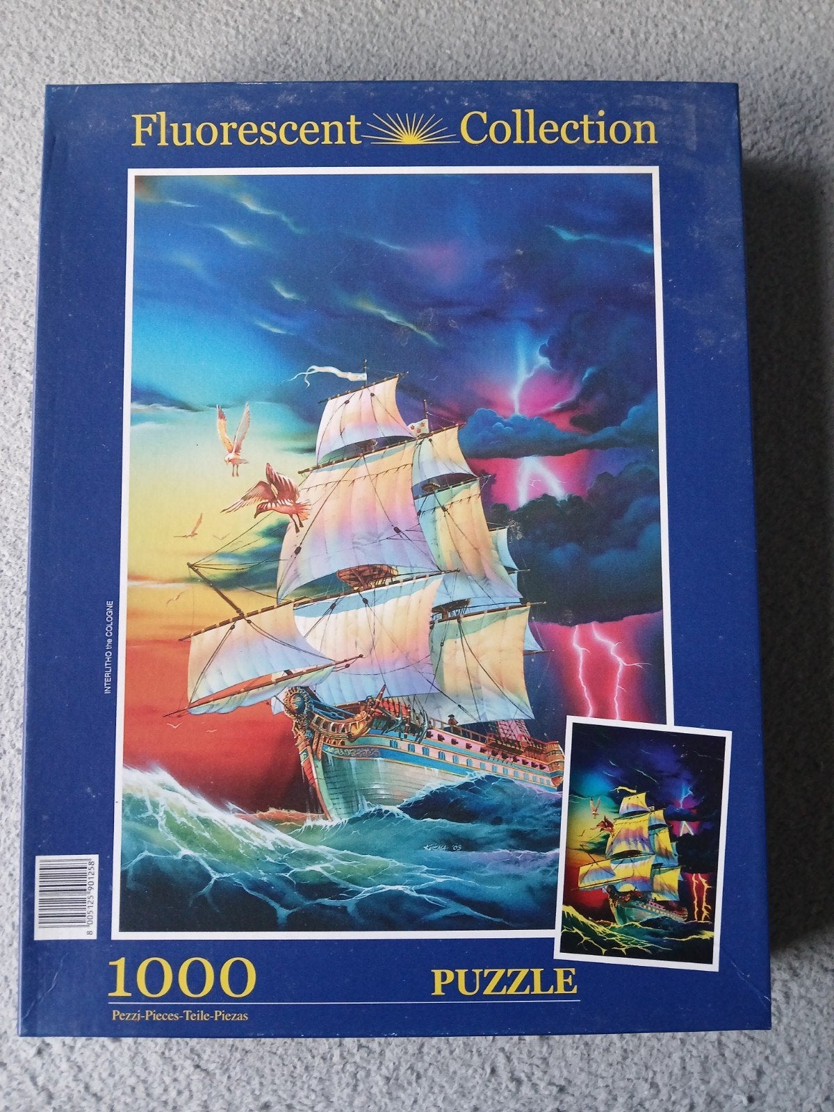 Fluorescerende legpuzzel 1000 stukjes - Schip op zee, Ophalen of Verzenden