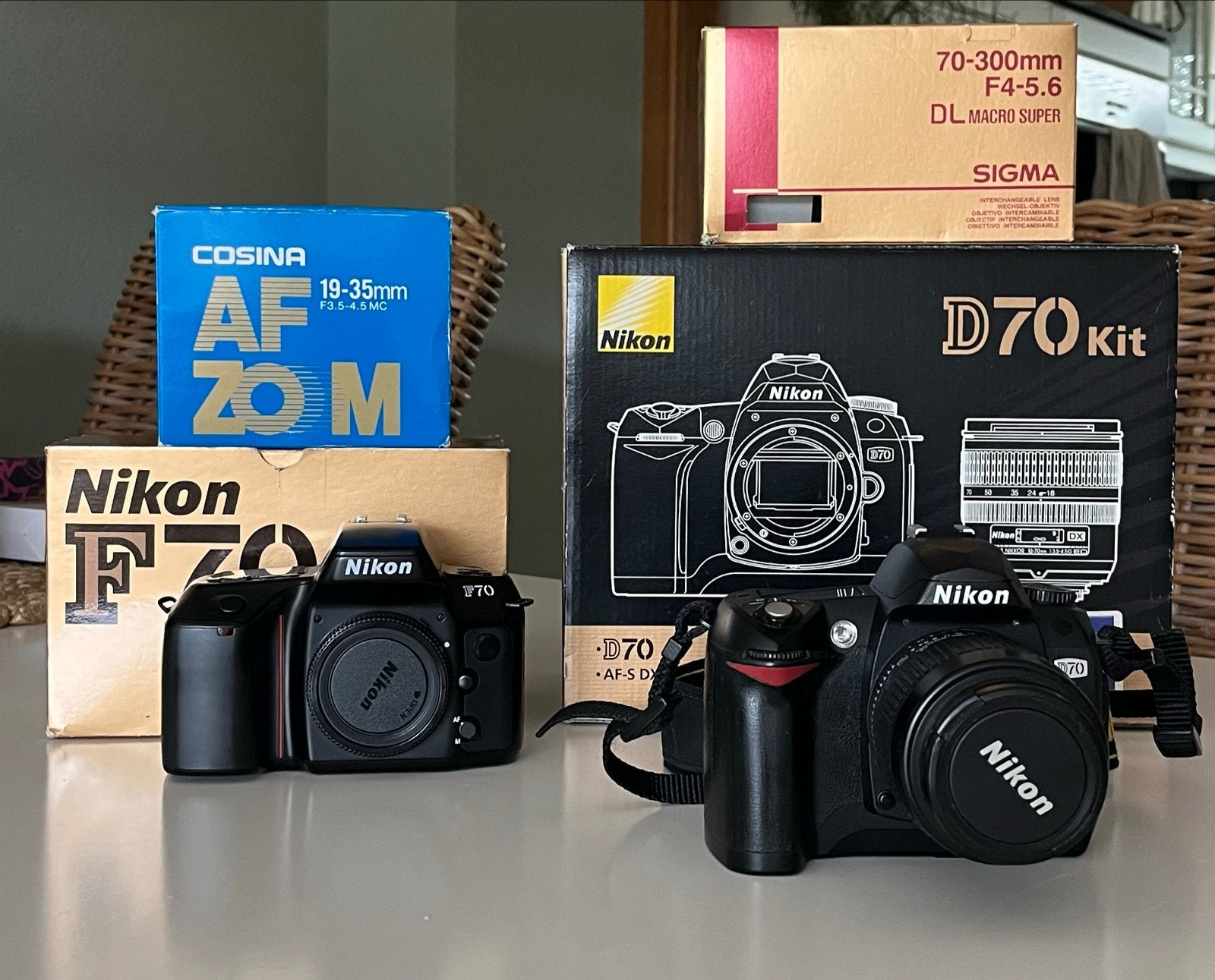 Nikon D70 en F70 camera set met lenzen en accessoires, Ophalen, Gebruikt, Spiegelreflex, Nikon