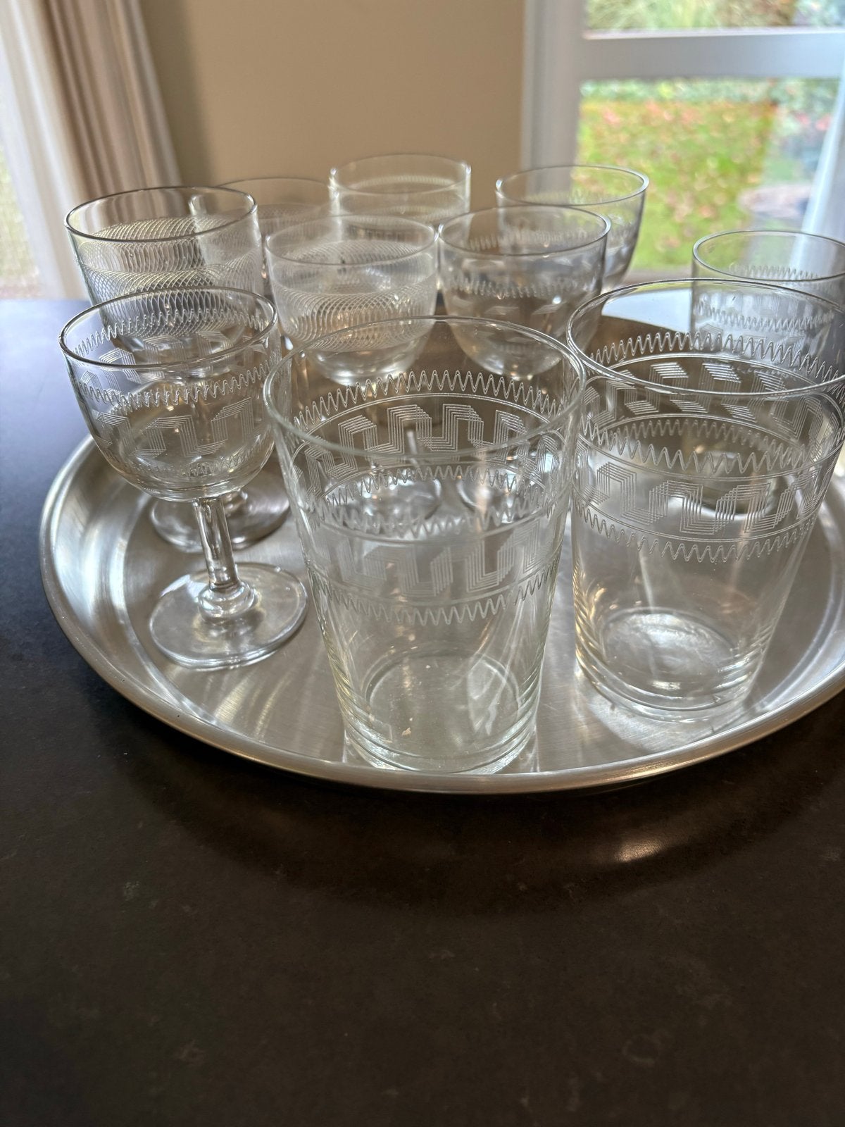 10 Antieke Gegraveerde Glaasjes, Ophalen of Verzenden