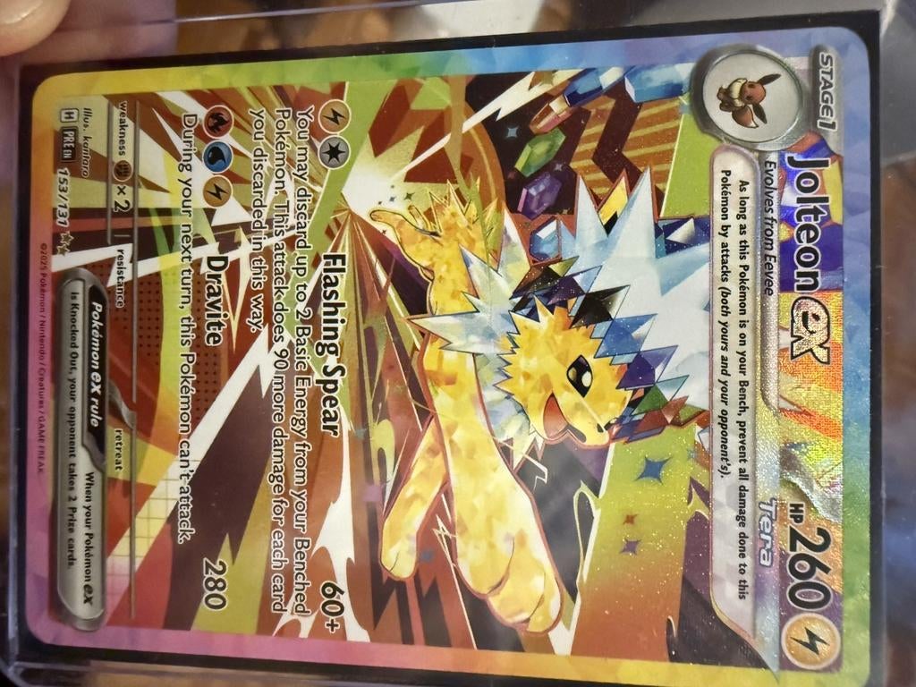 Jolteon ex SIR Pokemon kaart, Ophalen of Verzenden, Zo goed als nieuw, Losse kaart, Foil