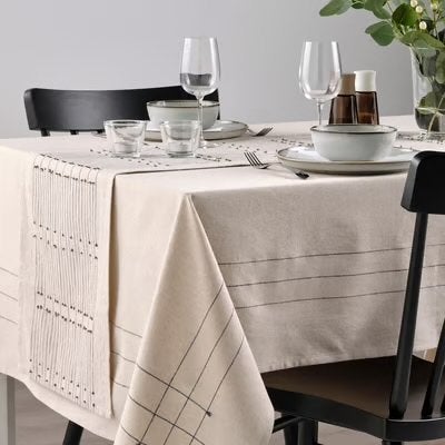 IKEA Tafelkleed met subtiel patroon, Gebruikt, Ophalen of Verzenden, Katoen, Beige
