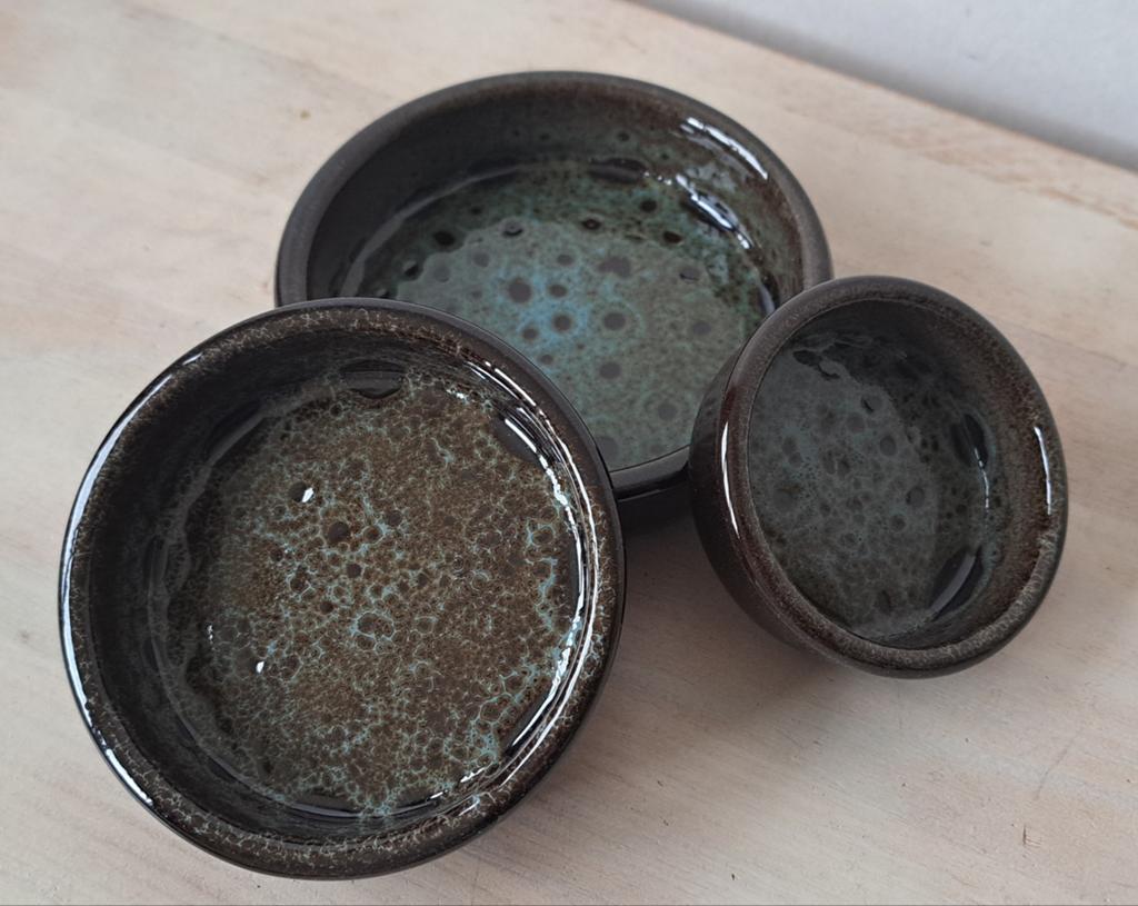 3x ovenschaaltjes stoneheart, Ophalen of Verzenden, Nieuw, Glas of Kopje