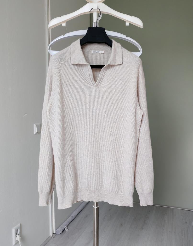 Suitsupply knitted wool / cashmere buttonless polo - Size XL, Verzenden, Beige, Maat 56/58 (XL), Zo goed als nieuw