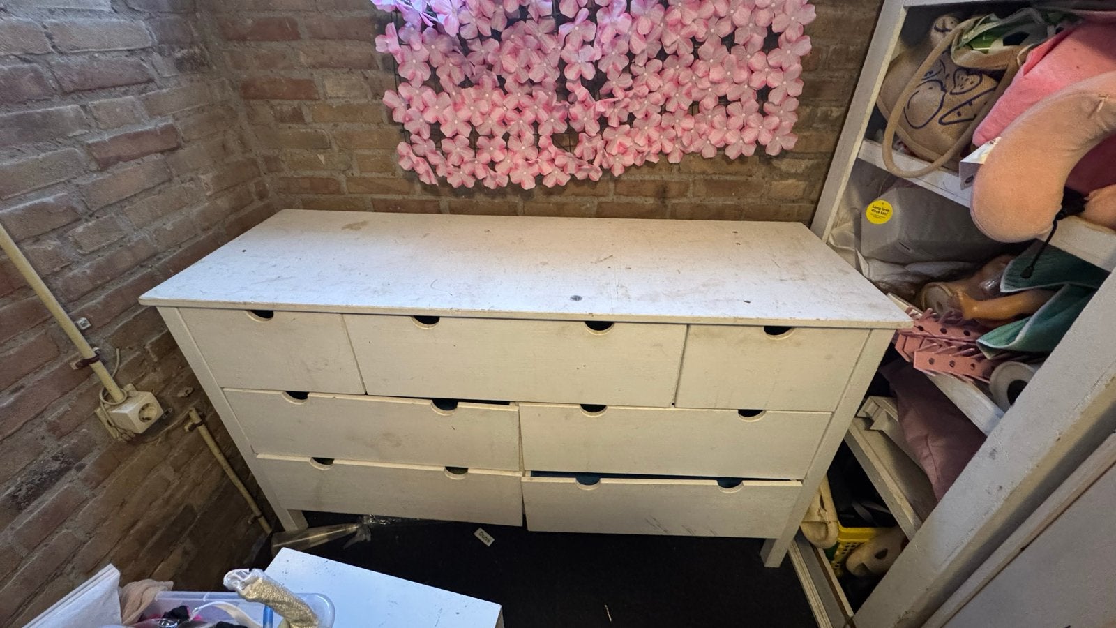 Witte commode met 7 laden - Ruime opbergkast, Gebruikt, 100 tot 150 cm, 5 laden of meer, Ophalen of Verzenden