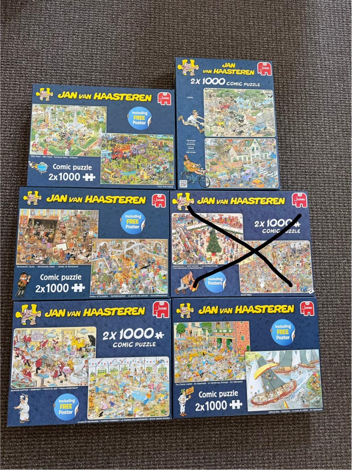 Jan van Haasteren 2x 1000 stukjes puzzel (per stuk)