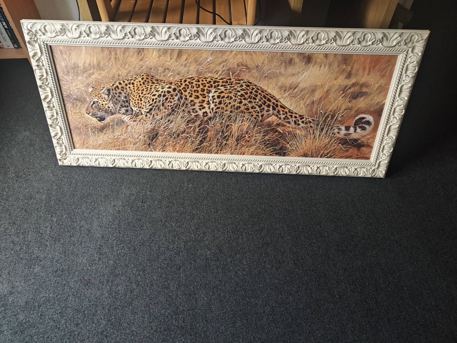 Schilderij luipaard in de savanne met sierlijke lijst, Ophalen, Dieren