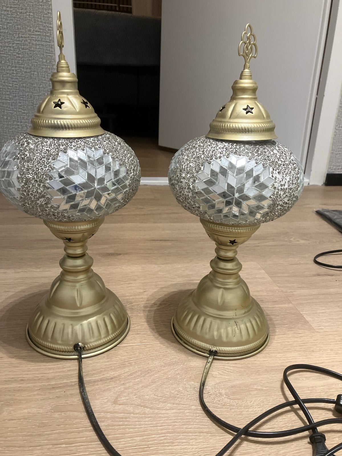 2 Mozaïek Lampjes - Oosterse Sfeer, Huis en Inrichting, Lampen | Tafellampen, Ophalen of Verzenden, Gebruikt, Glas