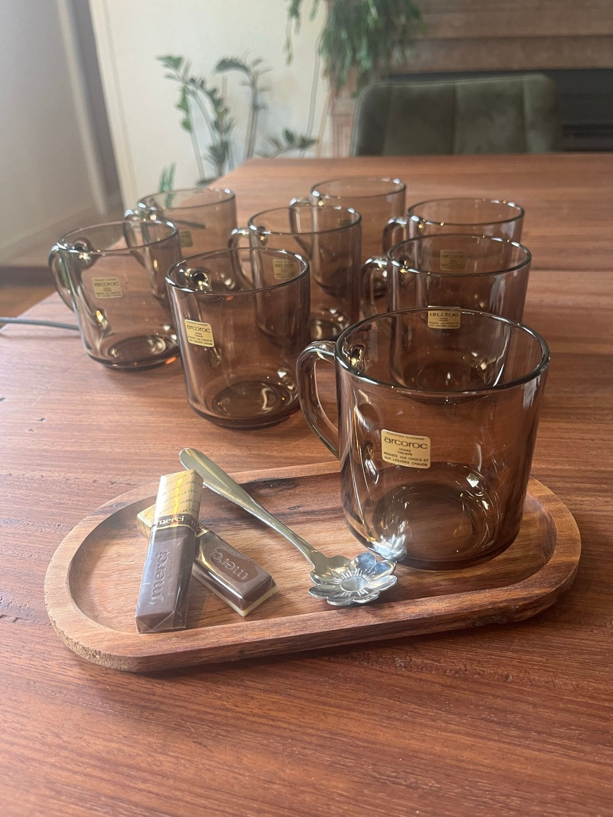 8 Vintage Arcoroc Rookglas Theemokken - Ongebruikt, Ophalen of Verzenden