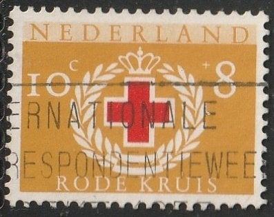 Nederland 1957 698 Rode Kruis 10c, Gest, Postzegels en Munten, Ophalen of Verzenden, Na 1940, Gestempeld