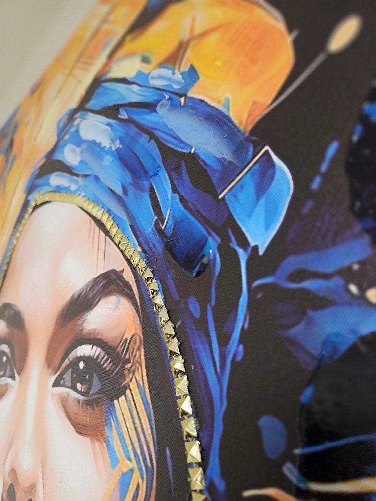 Canvas schilderij vrouw80x80cm - Wanddecoratie Afrika, Schilderij, 80 cm, Meerkleurig, Nieuw