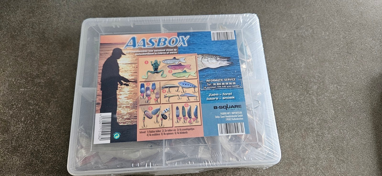 Aasbox met diverse kunstaas en vishaakjes, Ophalen of Verzenden, Nieuw, Haak