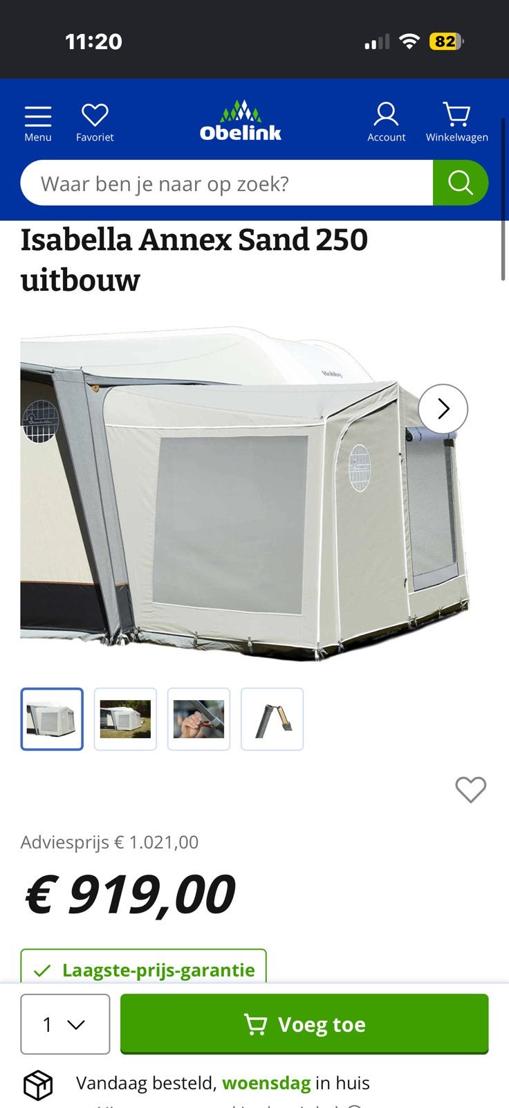 Isabella aanbouw tent inc frame, Ophalen of Verzenden, Zo goed als nieuw