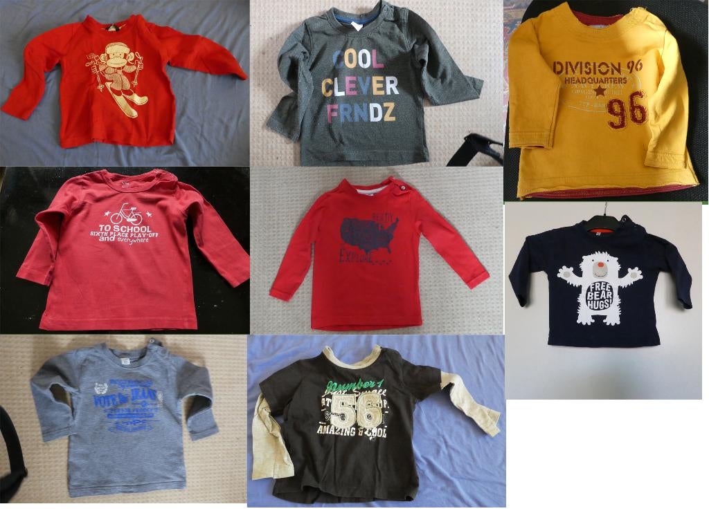 2 vesten, 1 trui, 8 tshirts, maat: 80 jongens, Gebruikt, Ophalen of Verzenden, Hema, Jongetje