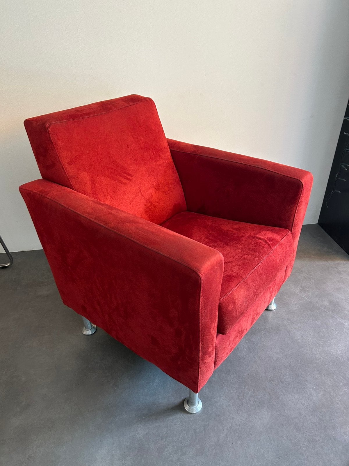 Suede stoel / fauteuil, Ophalen, Zo goed als nieuw, 50 tot 75 cm, Leer