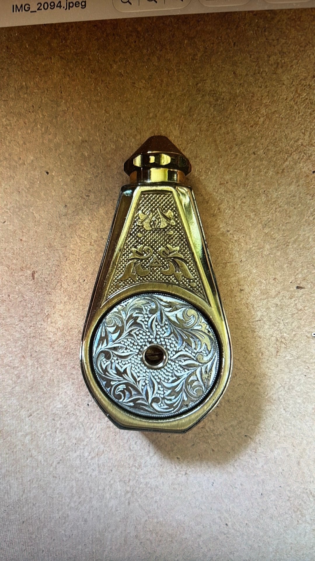 Antieke goud-/koperkleurige parfumverstuiver - M. Franck, Ophalen of Verzenden