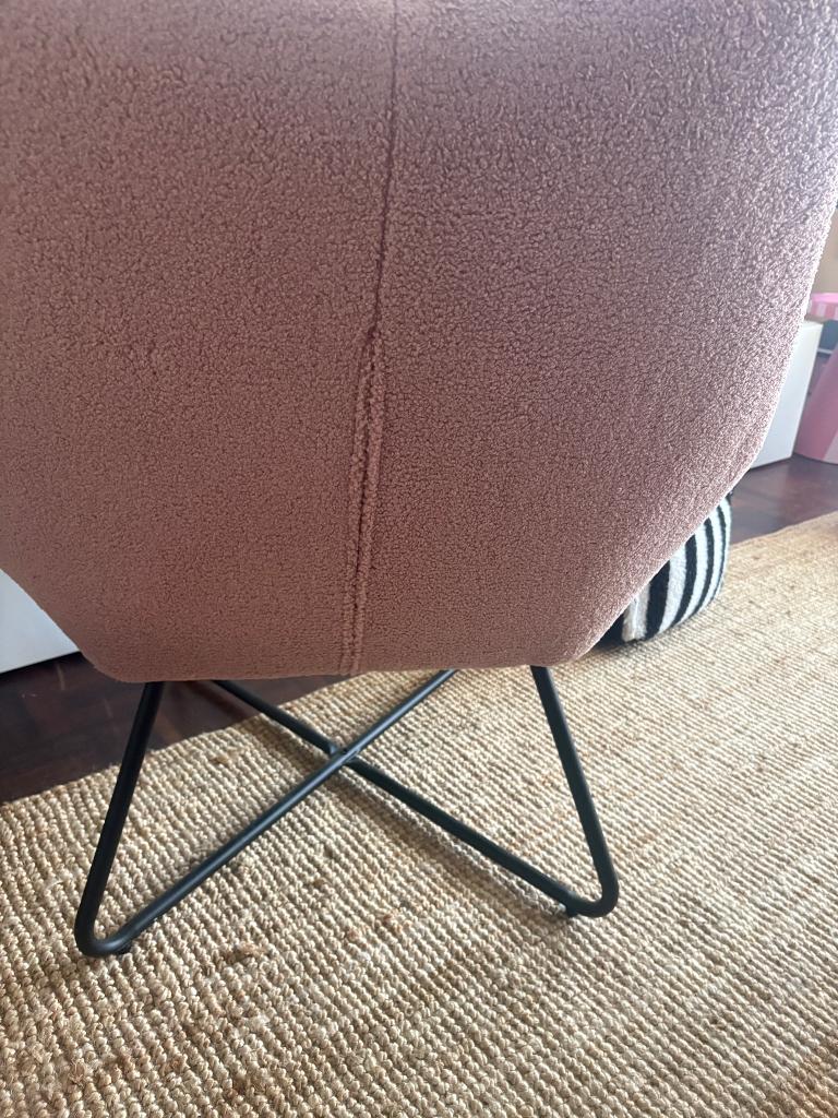 Fauteuil te koop  oud roze teddy stof, Huis en Inrichting, Fauteuils, Ophalen, Minder dan 75 cm, Zo goed als nieuw, Stof