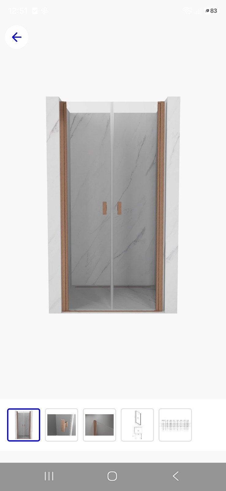 Mexen Mist Douchedeur 95x200 cm - Geborsteld Koper, Ophalen of Verzenden, Nieuw, Koper, Douche