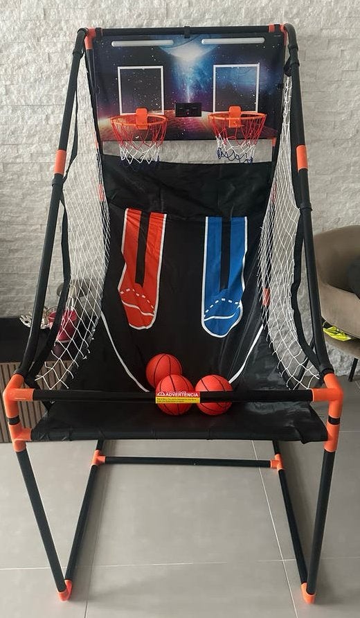 Basketbal Arcade Spel met Dubbele Hoepel en LED-verlichting, Ophalen, Gebruikt