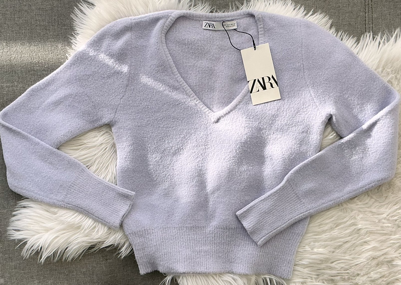 Zara Soft Fluffy Knit Sweater Trui Paars Lila, Verzenden, Nieuw, Maat 36 (S), Paars