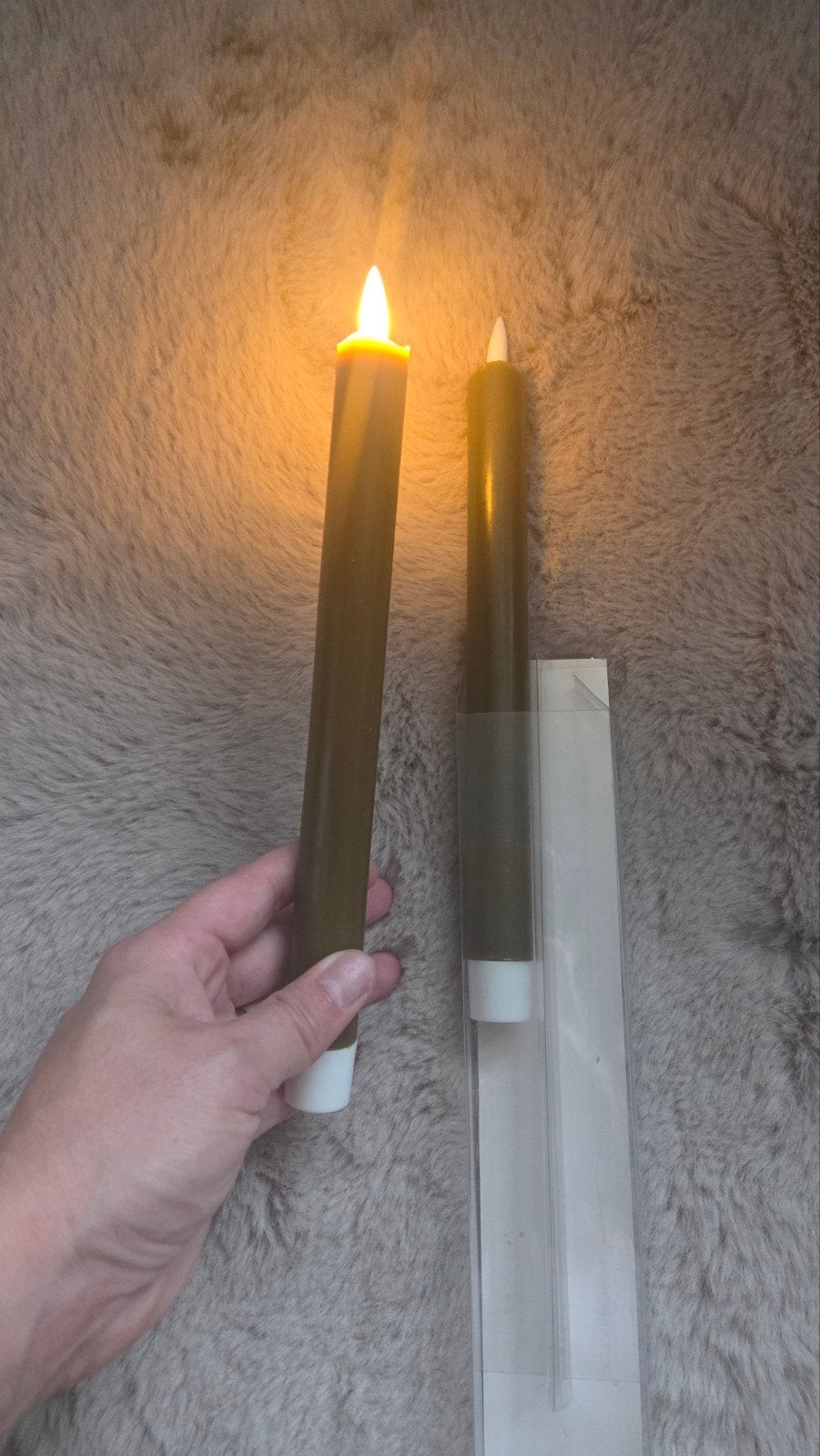 led kaarsen, Verzenden, Groen, 24 cm