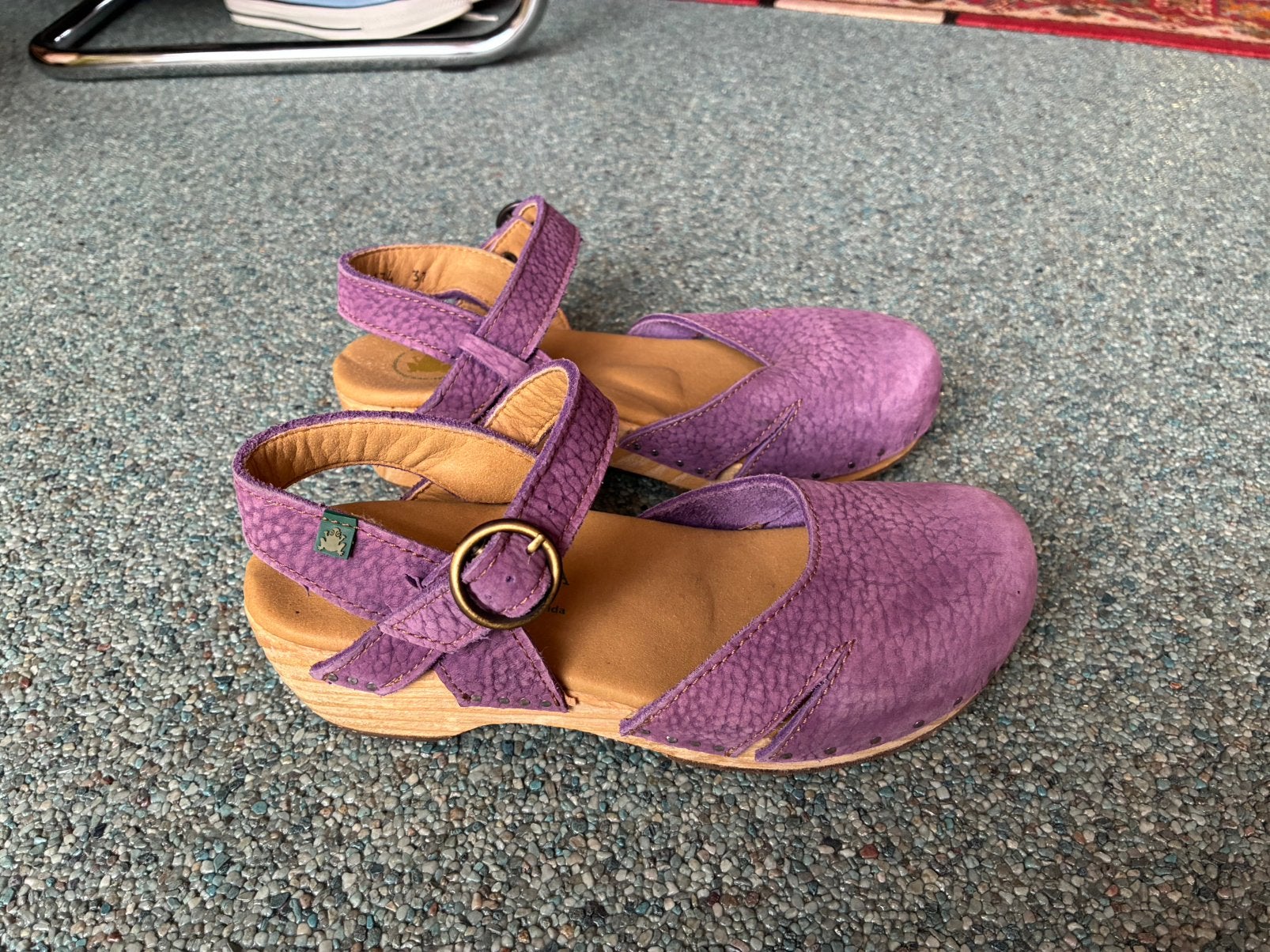 Leren muiltjes houten klopjes el nature lista lila paars 37, Kleding | Dames, Roze, Gedragen, Sandalen of Muiltjes, Ophalen of Verzenden