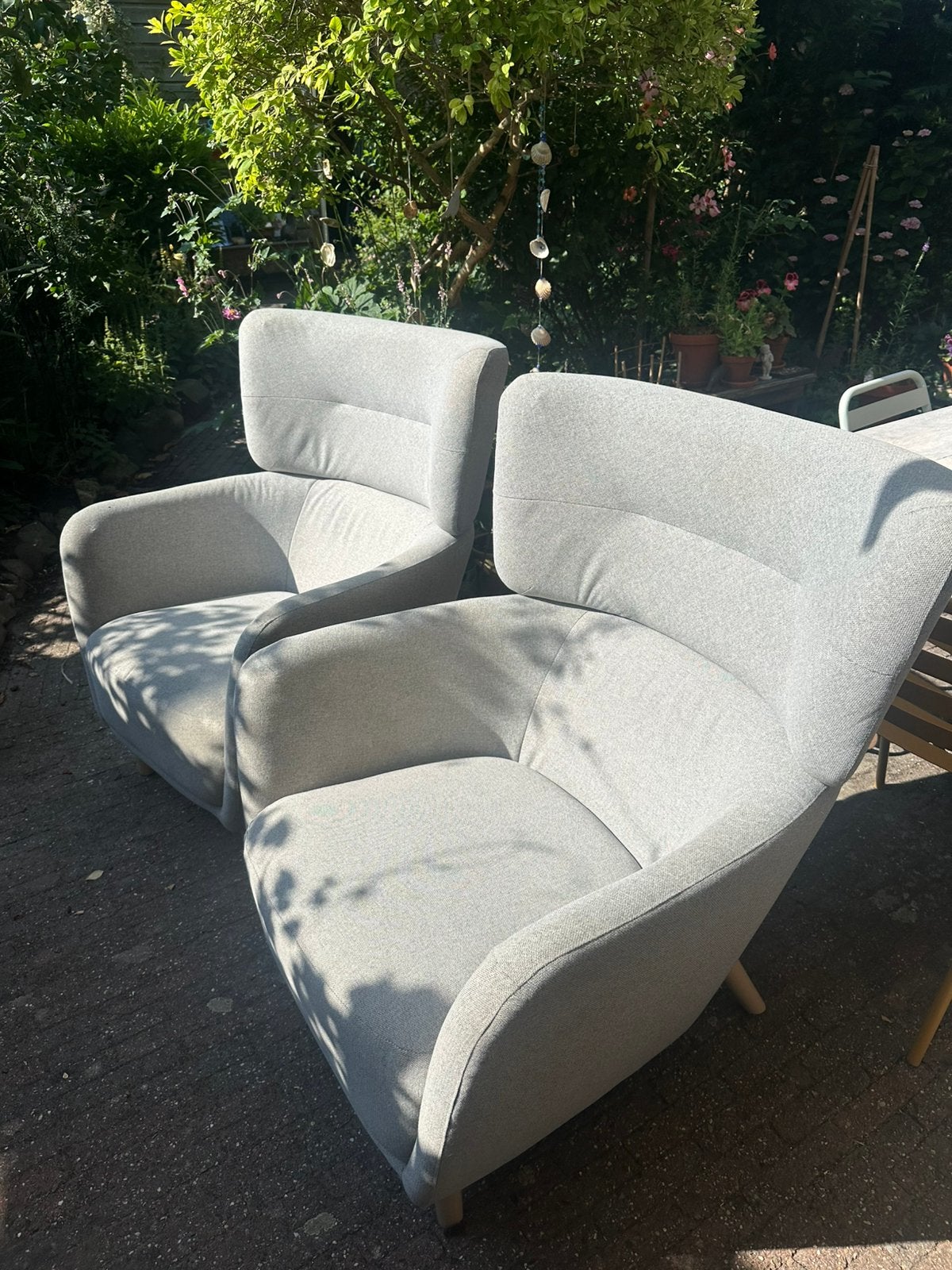 Ikea fauteuils Oskarshamn  2 stuks + 1 poef=1 prijs, Ophalen, Gebruikt, 50 tot 75 cm