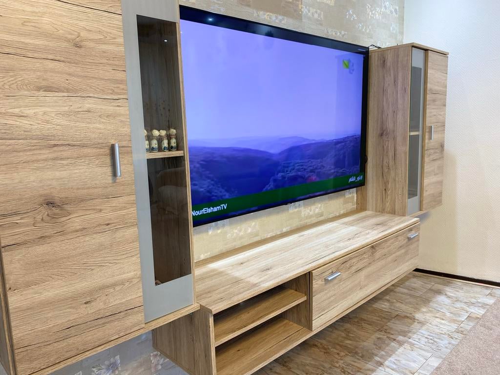 Modern 3-delig TV-meubel in houtlook, Ophalen of Verzenden, Beige