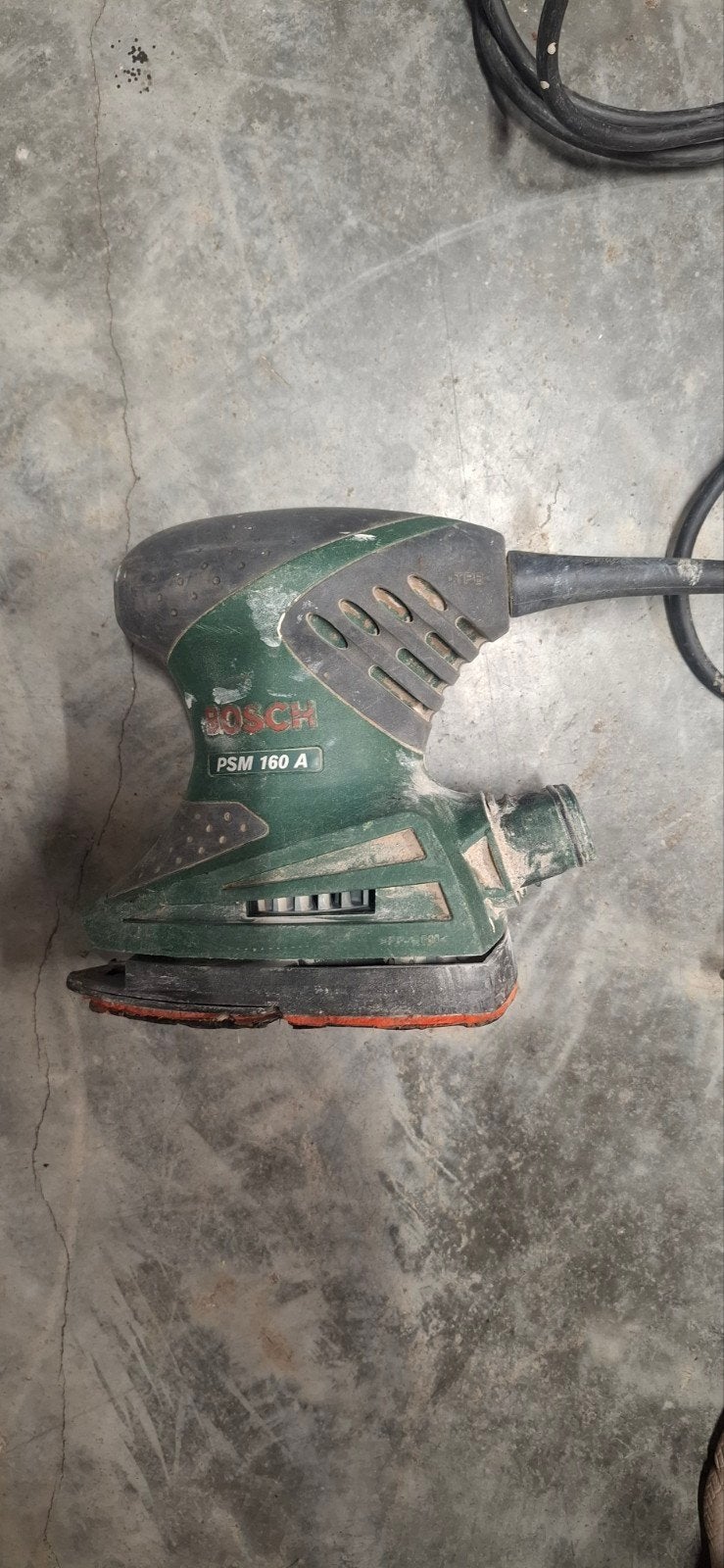 Bosch PSM 160 A schuurmachine - Gebruikt, Ophalen of Verzenden, Gebruikt, Minder dan 600 watt, Vlakschuurmachine