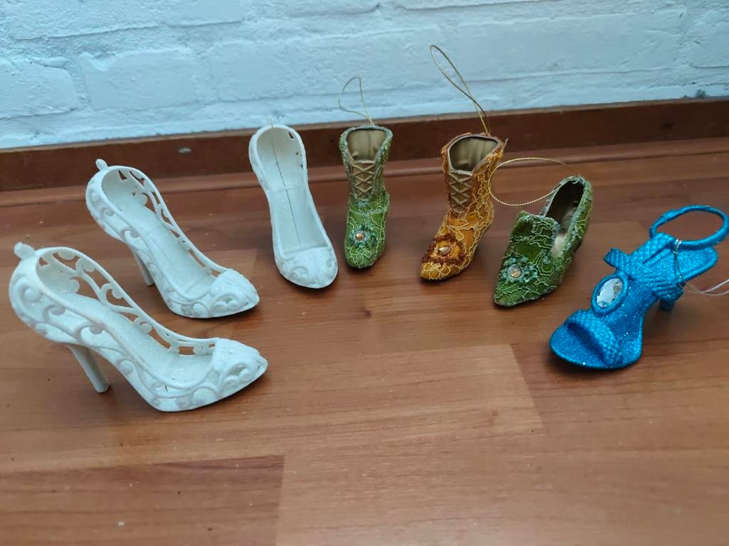 7 vintage schoentjes ornamentjes, Ophalen of Verzenden