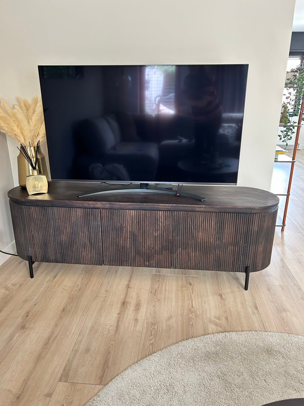 TV-meubel Vito - donkerbruin - 56x180x43 cm, Ophalen, 150 tot 200 cm, Zo goed als nieuw, 25 tot 50 cm