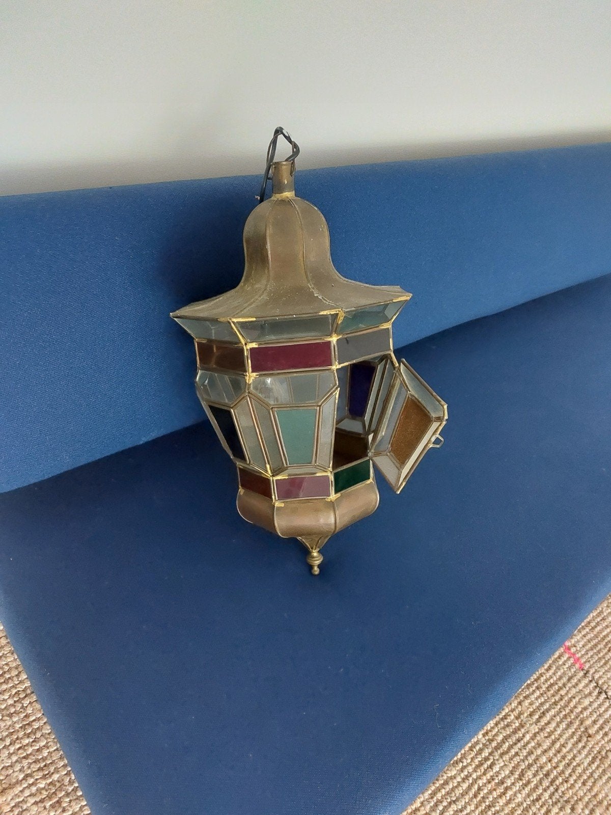 Vintage Marokkaanse hanglamp met gekleurd glas, Overige merken, Gebruikt, Meerkleurig, Overige fittingen