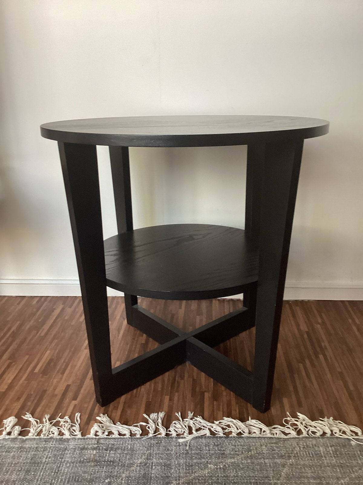 2x IKEA Vejmon bijzettafel - Z.G.A.N., Rond, 55 tot 75 cm, Zo goed als nieuw, Hout