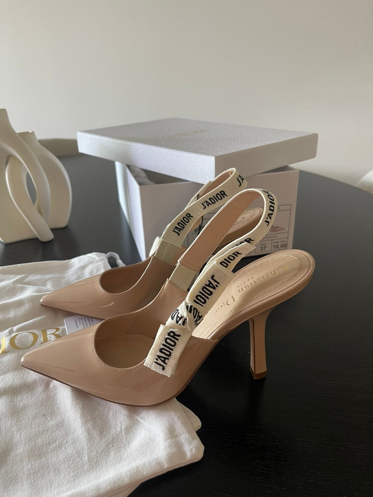 Dior J’Adior Slingback Pumps Nude Patent Calfskin, Ophalen, Pumps, Beige, Nieuw
