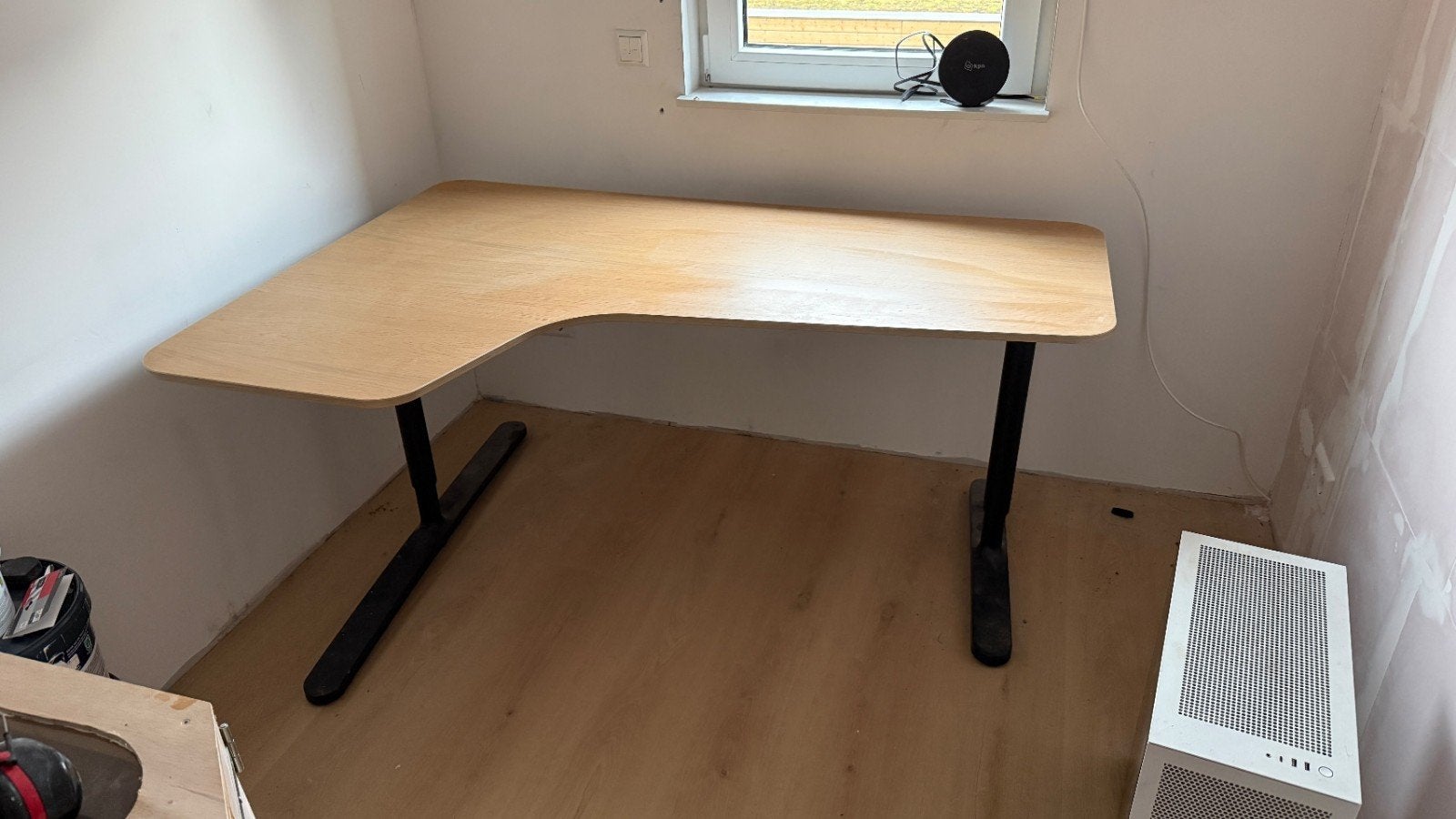 IKEA Bekant hoekbureau links eikenfineer, Zwart, 160 cm, Scandinavisch, Spaanplaat of MDF