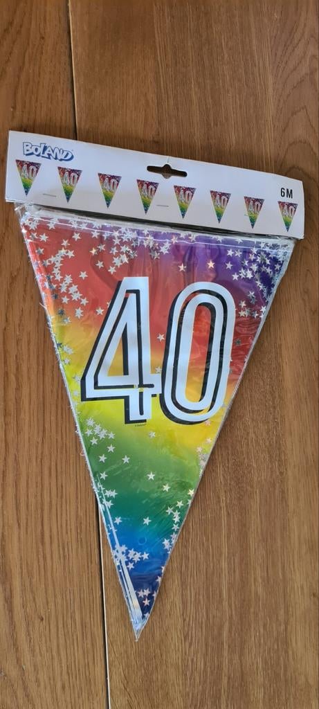Feest Slinger 40 Jaar - Regenboog Kleuren 6M, Ophalen of Verzenden, Nieuw, Versiering, Verjaardag