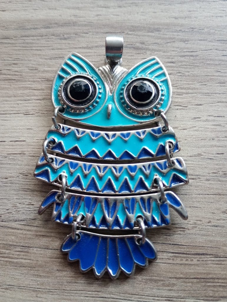 Uil hanger in blauw en zilverkleurig metaal, Overige materialen, Blauw, Ophalen of Verzenden, Zo goed als nieuw
