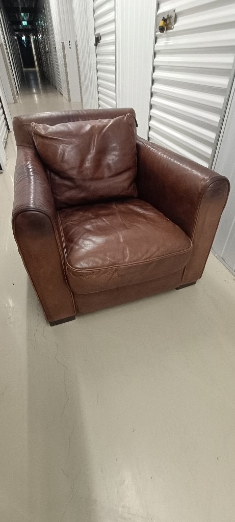 1 lederen fauteuil, Huis en Inrichting, Ophalen, 75 tot 100 cm, 50 tot 75 cm, Gebruikt