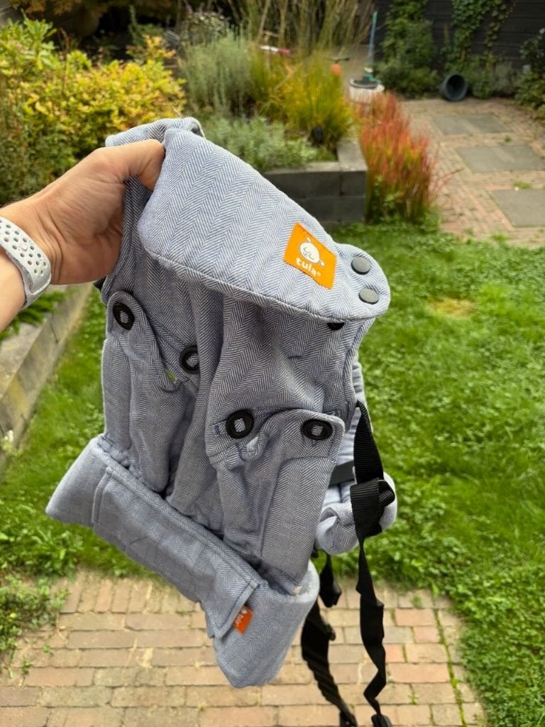 Tula Explore Linen draagzak, kleur Rain, Overige merken, Buik of Rug, Ophalen of Verzenden, Zo goed als nieuw