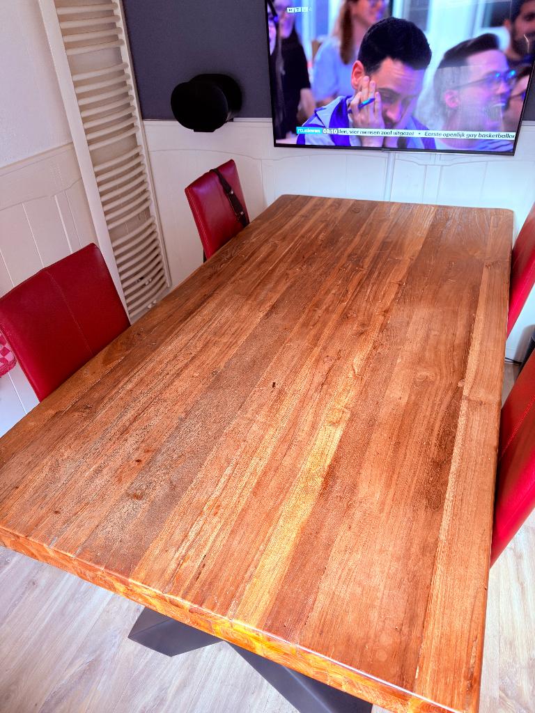 Eettafel Zwaar Massief Teak 1.90 x 1.00 x 77, Huis en Inrichting, Tafels | Eettafels, Ophalen, Gebruikt, 100 tot 150 cm, Teakhout