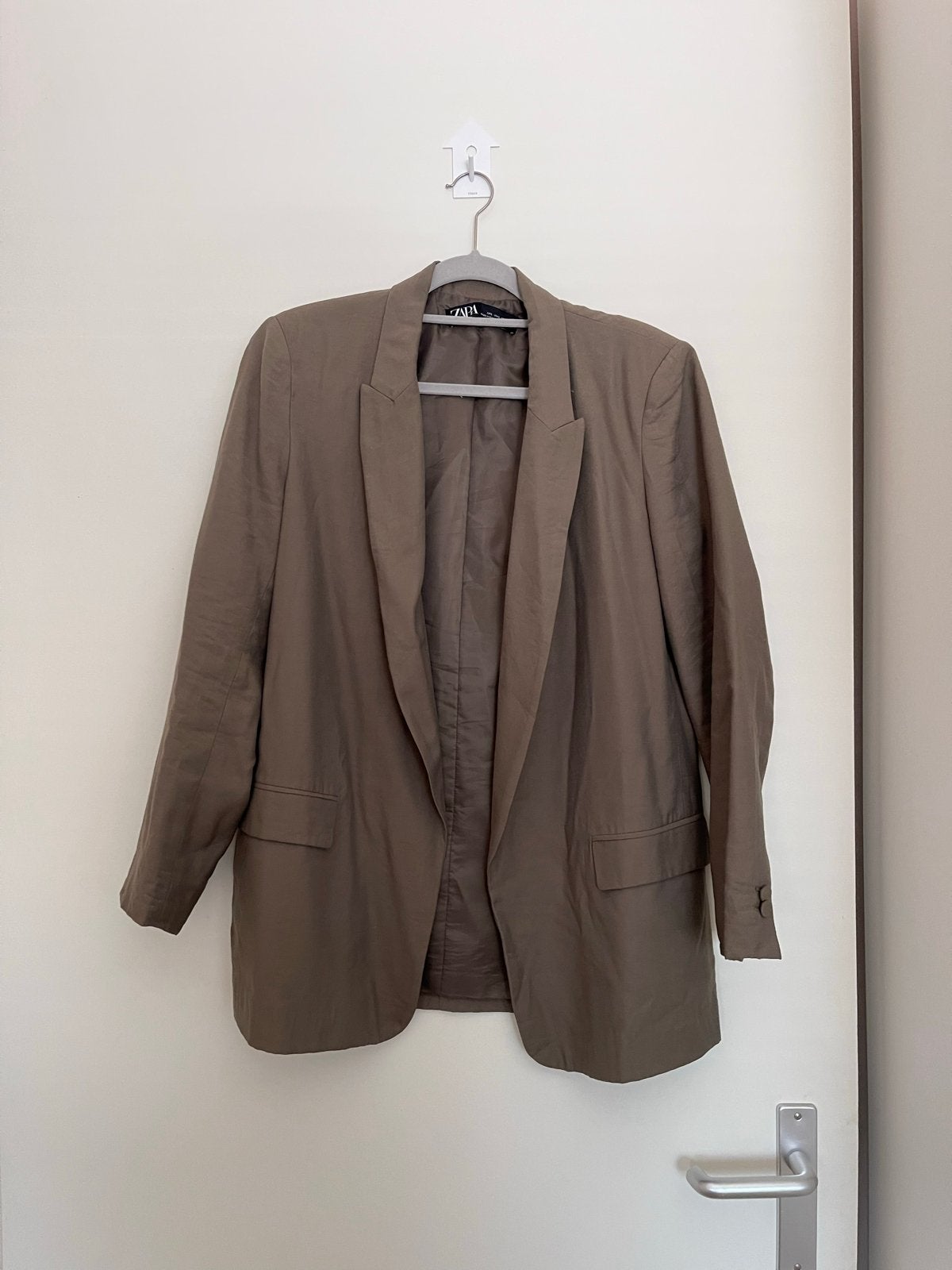 Zara lange blazer donkergroen / olijf groen maat L, Kleding | Dames, Maat 42/44 (L), Ophalen of Verzenden, Zo goed als nieuw, Jasje